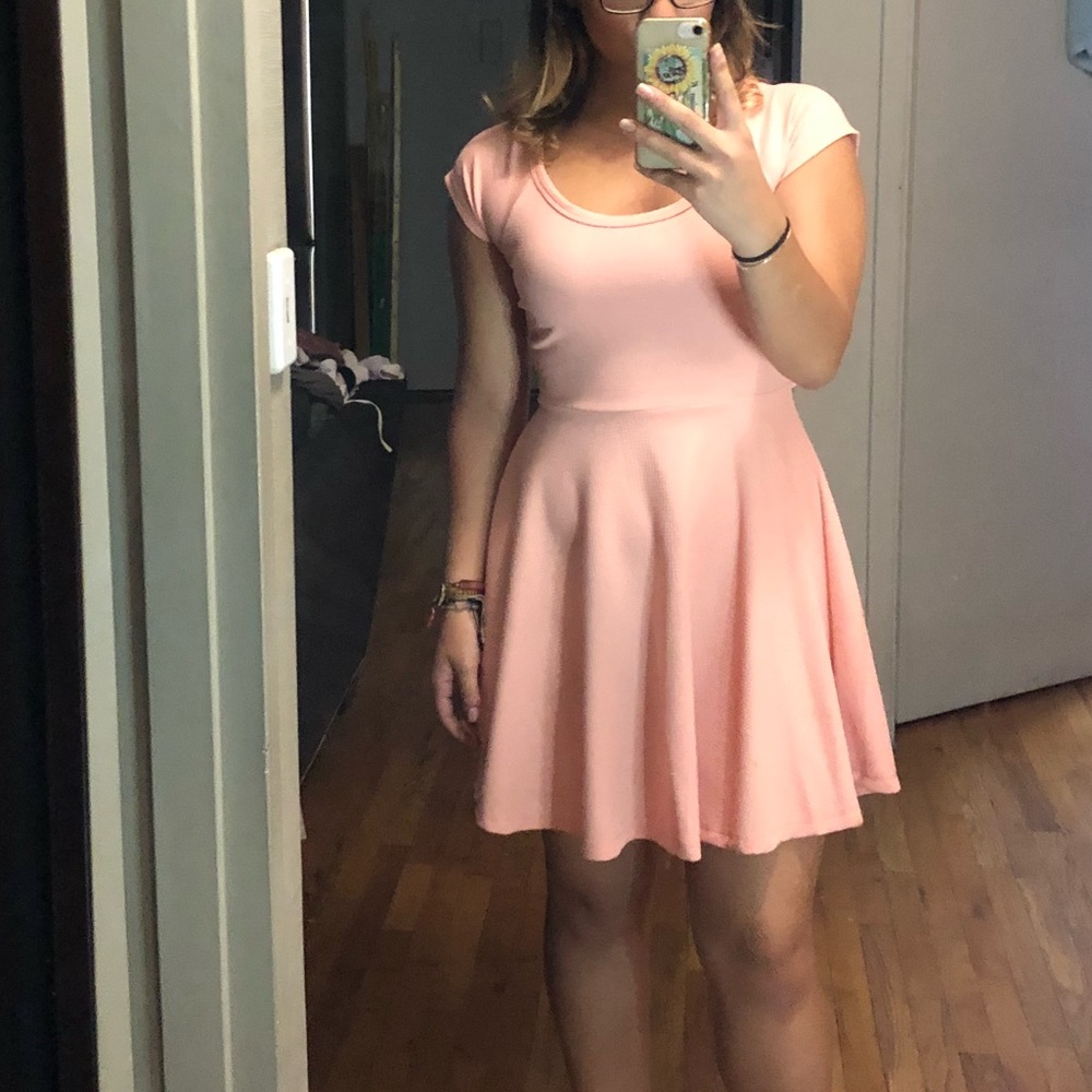 Peach mini high low dress